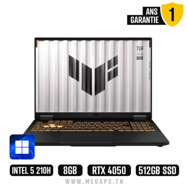 Pc Portable Asus Tuf Gaming F16 FX607VU I5 13Gén 8Go 512Go SSD RTX 4050 Windows 11, Photo boutique MegaPC chez MegaPC