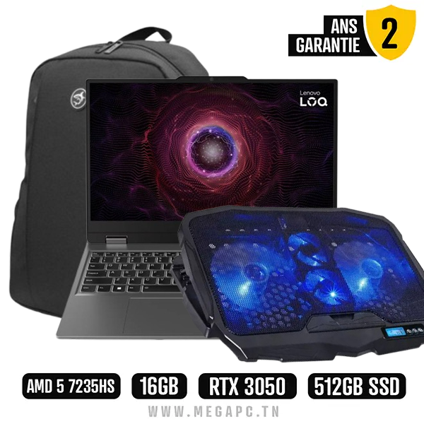 PC Portable Gamer LENOVO LOQ 15ARP9 AMD RYZEN 5 16Go RTX 3050, Photo chez MegaPC chez MegaPC