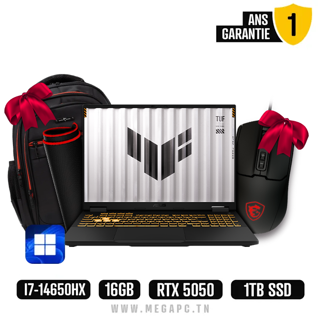 PC Portable Gamer ASUS TUF Gaming F16 i7 14è Gén 16G RTX 5050, Photo chez MegaPC chez MegaPC