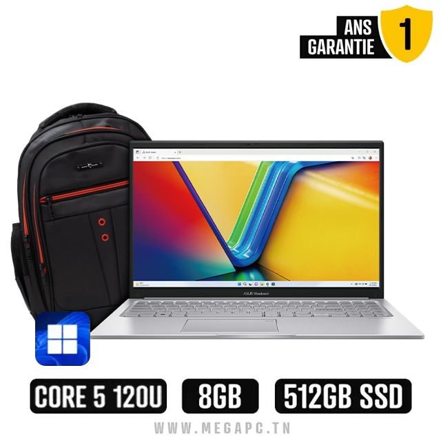 Pc Portable Asus VivoBook 15 X1504VA Core 5 120U 8Go 512Go SSD Windows 11, Photo chez MegaPC chez MegaPC