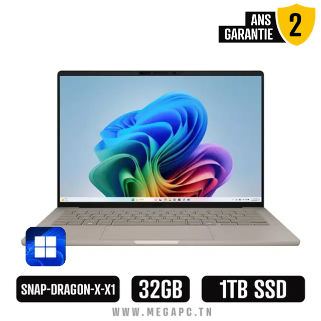 Pc Portable Asus ZenBook A14 Snapdragon X X1 32Go 1To SSD Windows 11, Photo chez MegaPC chez MegaPC