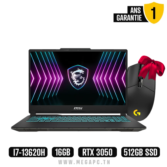 Pc Portable Gamer MSI Cyborg 15 A13U i7 13Gén 16Go 512Go SSD RTX 3050, Photo chez MegaPC chez MegaPC