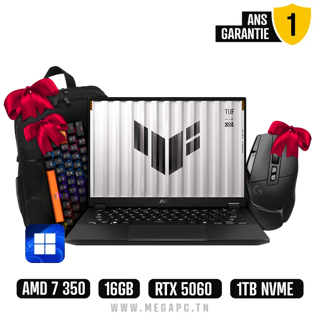 PC Portable ASUS TUF Gaming A14 AMD Ryzen AI 7 16Go RTX 5060, Photo chez MegaPC chez MegaPC