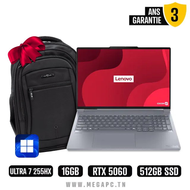 PC Portable LENOVO ThinkBook 16p G6 IAX Ultra 7 255HX 16 Go RTX 5060, Photo chez MegaPC chez MegaPC