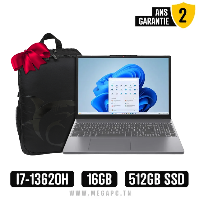Lenovo IdeaPad Slim 3 15IRH10 Intel® Core™ i7 i7-13620H 38,9 cm (15.3") WUXGA 16 Go DDR5-SDRAM 512 Go SSD Wi-Fi 6 (802.11ax) Français Gris, Photo chez MegaPC chez MegaPC
